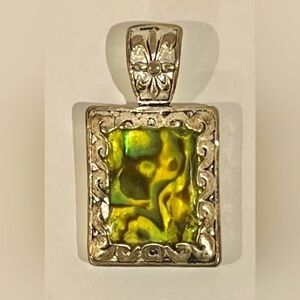 Abalone and Silver Pendant Vintage